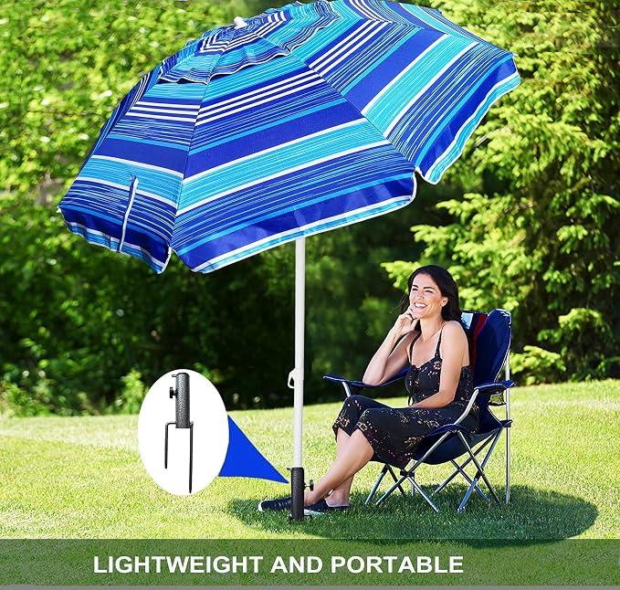 AMMSUN Adjustable Portable Umbrella Base, Upgraded Heavy Duty Metal Holder-Stand-Sand Grass Auger,for Flag, Umbrella, Fishing Rod, Outdoor Park Patio Beach Ground Ideal for Use in Soil, Grass