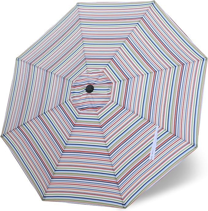 MASTERCANOPY Patio Umbrella 10 ft Replacement Canopy for 8 Ribs-Red&Green Stripe Canopy Only
