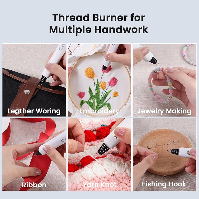 Caydo Thread Burner, USB Rechargeable Thread Zapper with Indicator Light | Electric Yarn Burner for Burning,Beading, Weaving & Jewelry Making (Replacement Tip Not Included)