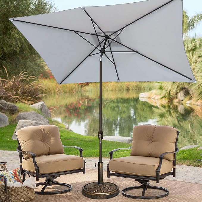 Blissun Rectangular Patio Umbrella, Table Market Umbrella with Tilt and Crank, Outdoor Umbrella for Garden, Deck, Backyard, Pool and Beach