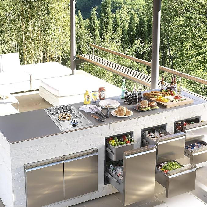 17,500BTU Liquid Propane Side Burner, Single Grilling Side Burners for Outdoor Kitchen, Convertible to Natural Gas, Duty Heavy 304 Stainless Steel, Drop-in Side Burner for Outdoor BBQ Grill Island