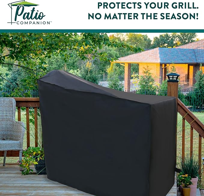 Patio Companion Professional 58.5" Black Smoker Cover, 5-Year Warranty, Heavy-Grade, UV Blocking, Weather Resistant, Grill Cover for Traeger, Pit Boss.