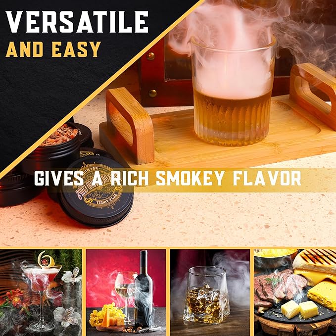 12 Wood chips for Cocktail Smoker/Smoke Gun| Woodchips for Smoking Whiskey/Bourbon/Old Fashioned| Cherry, Apple, Oak, Hickory, Cinnamon, Ginger, Orange Peel, Cloves, Alder, Peach, Rosemary, Mesquite