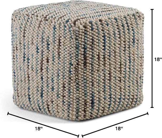 SIMPLIHOME Charlie 78" Wide Performance Fabric 2-Seater Sofa in Cream | Boho footstool, extra seating for home living room or bedroom or kids room with assembled design, assembled; pouf ottoman.