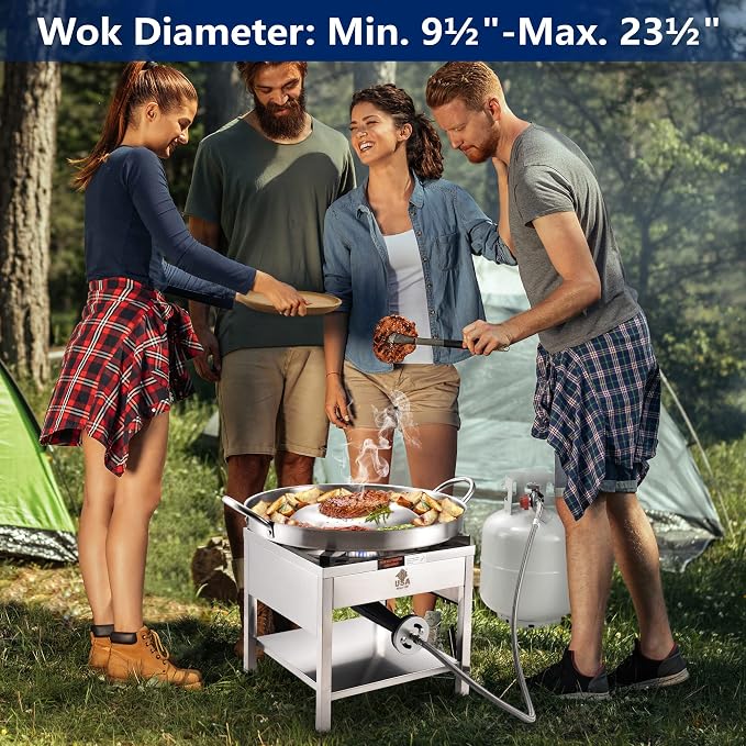 ARC Propane Burner 200K BTU High-Pressure Single Burner Propane Stove,16.5"Wx16.5"H Stainless Steel 400lbs Heavy-Duty Gas Burner Cooker, Burners for Outdoor Cooking For Turkey Fry, Seafood Boil