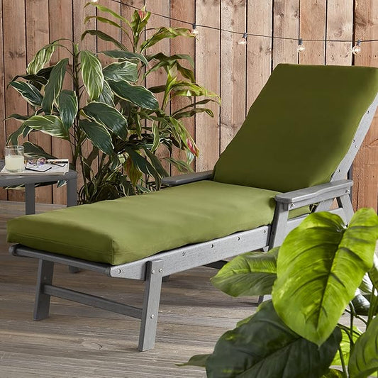 Outdoor Reversible Chaise Lounge Chair Cushion, Juniper