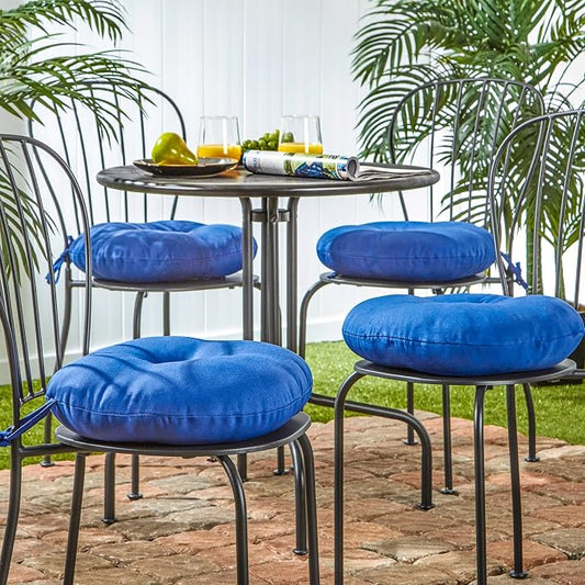 Greendale Home Fashions Blue Outdoor 15-inch Bistro Seat Cushion, Set of 4