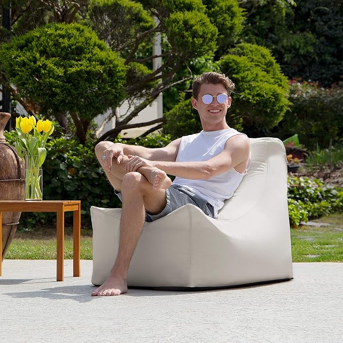 Jaxx Juniper Outdoor Bean Bag Patio Chair & Poolside Lounge, White