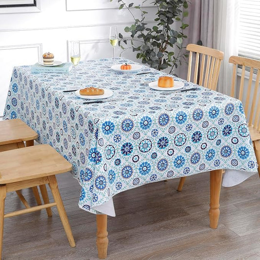 Heavy Duty Vinyl Tablecloth with Flannel Backing Waterproof Oil-Proof Plastic Table Cloth Stain-Resistant Wipeable Rectangle or Square Table Cover for Indoor and Outdoor (Floral Vine,52x70 Inch)