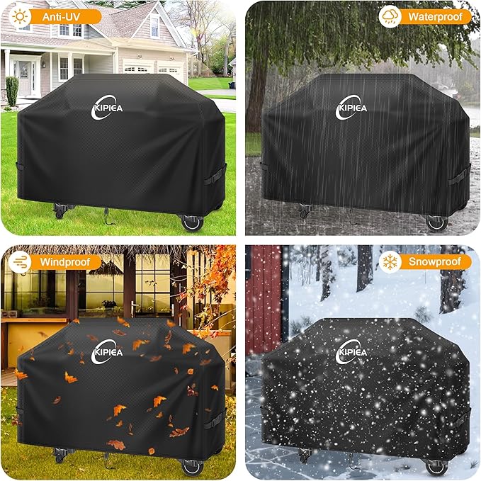 Kipiea Heavy Duty Grill Cover for Traeger Ironwood XL/Timberline XL, 600D Oxford Wood Pellet Smoker Covers Waterproof & Windproof, Pellet BBQ Grill Cover for Outside Anti-UV, No Tear, No Fading