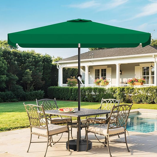 AreShark 6.5 x 10 FT Rectangular Valance Patio Umbrella, Outdoor Umbrella with Tilt and Crank, Market Table Umbrellas W/ 6 Ribs UV Protection for Garden, Deck, Backyard and Pool, Turquoise