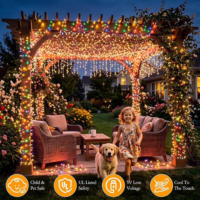 132FT 400 LED Multicolor Fairy Lights, Dark Green Wire 8 Modes Timer, IP44 Waterproof Outdoor Indoor String Lights for Patio Garden Backyard Bedroom Classroom Weeding Christmas Decor