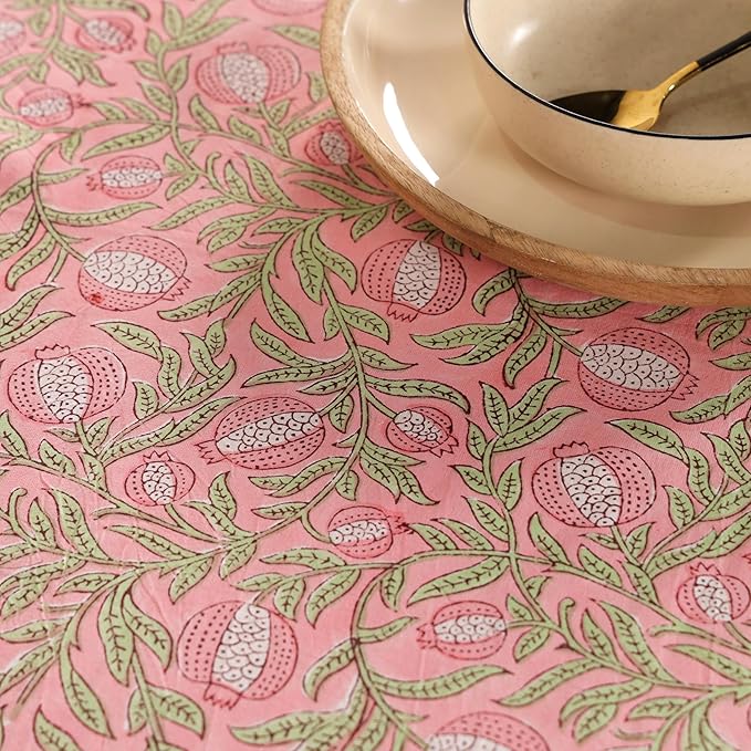 100% Cotton Hand Block Printed, Tablecloth for Kitchen, Dining, Table Cover for Parties, Chritmas, Weddings, Barbecues and Summer picnics Table Cloth