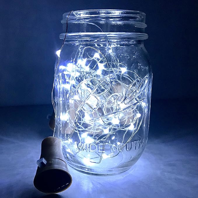 6 Pack Solar Powered Wine Bottle Lights, 20 LED Waterproof Copper Cork Solar Lights for Wedding Christmas, Outdoor, Holiday, Garden, Patio, Pathway Decor (Cool White)