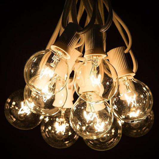 Hometown Evolution, Inc. 10 Foot Globe String Lights (10 Foot, G40 Clear - White Wire - 1.6" 5 Watt Bulbs)