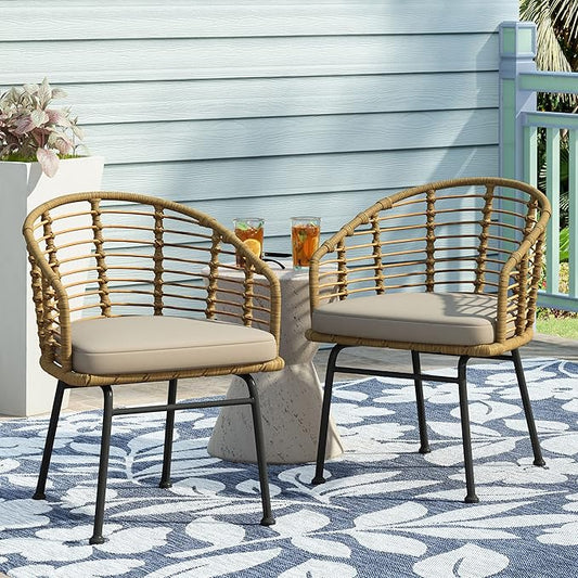 Christopher Knight Home Randy Outdoor Dining Chair Sets, Beige + Light Brown + Black