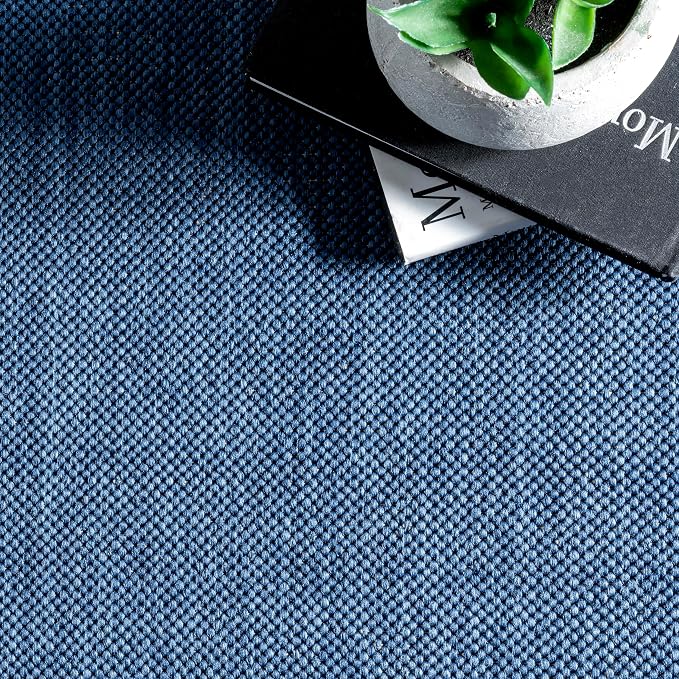 nuLOOM Asha Navy Bordered Power Loomed Indoor/Outdoor Runner Rug, 2' x 6'