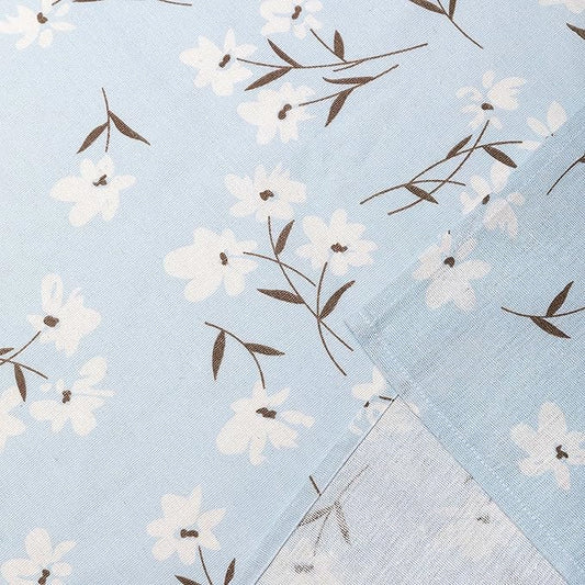 Pastoral Round Tablecloth - 60 Inch Dia. - Linen Fabric Table Cloth - Washable Table Cover with Dust-Proof Wrinkle Resistant for Restaurant, Picnic, Indoor and Outdoor Dining, Floral (Light Blue)
