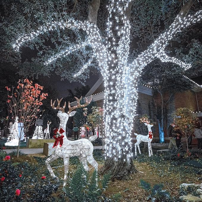 100FT 300 LED Outdoor String Lights, Connectable Christmas Lights Indoor Waterproof with 8 Modes, Plug in Twinkle Fairy Lights Clear Wire for Bedroom Home Wedding Patio Decorations, White