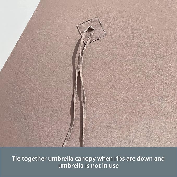 FORMOSA 9ft 6 Rib Market Premium Patio Umbrella Replacement Canopy - 300D UV Protective and Water Resistant Patio Canopy - Umbrella Replacement Cover (CANOPY ONLY) (Taupe Fringe)