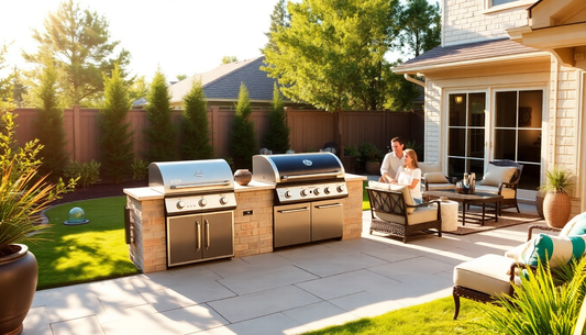 Wireless and instant-read meat thermometers beside grilled steak on an outdoor BBQ grill