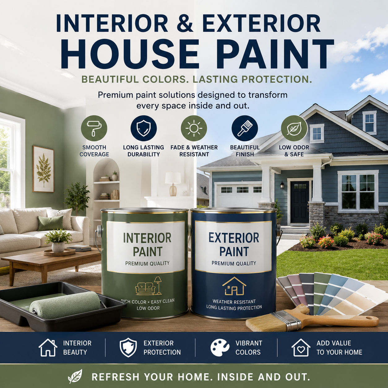 Premium Interior And Exterior House Paint For Beautiful Long-Lasting Home Finishes
