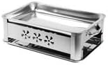 chafing dish Stainless Steel Charcoal Grill Multifunctional Alcohol Grilled Fish BBQ for Indoor Outdoor(Non-Sliding out,45 * 30cm)