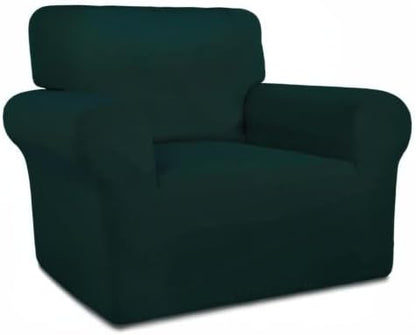 PureFit Super Stretch Chair Covers Fleece Couch Covers for Sofa Deep Teal | 1-Piece Spandex Couch Cover Soft Couch Protector, Sofa Cover Washable with Non Skid Foam and Elastic Bottom for Kids, Dogs