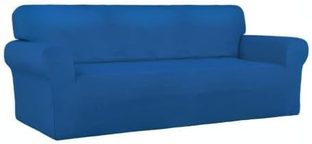 PureFit Stretch Couch Covers for Sofa Large Sofa Slipcovers Classic Blue | 1-Piece Sofa Cover Washable Soft Couch Protector, Couch Slipcover with Non Skid Foam and Elastic Bottom for Kids, Dogs