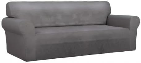 PureFit Stretch Couch Covers for Sofa Large Sofa Slipcovers Light Gray | 1-Piece Spandex Couch cover Soft Couch protector, Sofa cover Washable with Non Skid Foam and Elastic Bottom for Kids, Dogs