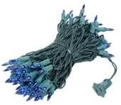 Novelty Lights 50 Feet 100 Bulbs Traditional Incandescent Mini Lights, Blue on Green Wire with 6" Spacing, Commercial Grade and UL Listed for Indoor/Outdoor Use, End-to-End Connectable