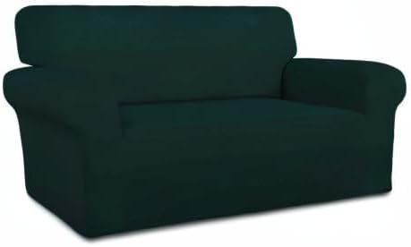PureFit Stretch Loveseat Covers Fleece Couch Covers for Sofa Deep Teal | 1-Piece Sofa Slipcover Soft Couch Protector, Sofa Cover Washable with Non Skid Foam and Elastic Bottom for Kids, Dogs