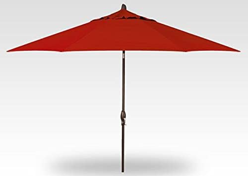 Treasure Garden Deluxe Crank-Tilt 9-FT Octagon Market Umbrella - Outdoor Patio, Deck, Pool, Backyard Stand Alone Umbrella - Heavy Duty w/Bronze Frame & Obravia Fabric (Red)
