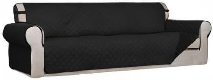 PureFit Reversible Quilted Couch Covers for Dogs Sofa Cover 4 Seater 88" | Black/Black, Water Resistant Couch Protector, Washable Pet Couch Cover with Non Slip and Elastic Straps For Kids