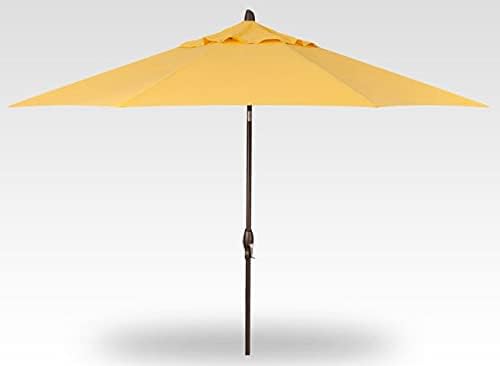 Treasure Garden Deluxe Crank-Tilt 9-FT Octagon Market Umbrella - Outdoor Patio, Deck, Pool, Backyard Stand Alone Umbrella - Heavy Duty w/Bronze Frame & Obravia Fabric (Lemon)