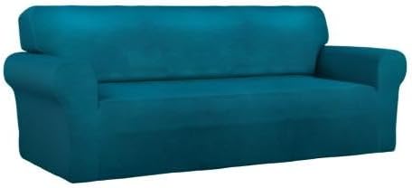 PureFit Stretch Couch Covers for Sofa Large Sofa Slipcovers Peacock Blue | 1-Piece Sofa Cover Washable Soft Couch Protector, Couch Slipcover with Non Skid Foam and Elastic Bottom for Kids, Dogs