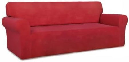 PureFit Stretch Couch Covers for Sofa Large Sofa Slipcovers Red | 1-Piece Sofa Cover Washable Soft Couch Protector, Couch Slipcover with Non Skid Foam and Elastic Bottom for Kids, Dogs