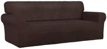 PureFit Stretch Couch Covers for Sofa Large Sofa Slipcovers Chocolate | 1-Piece Spandex Couch cover Soft Couch protector, Sofa cover Washable with Non Skid Foam and Elastic Bottom for Kids, Dogs