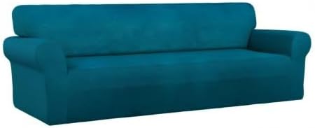 PureFit Stretch Couch Covers for Sofa 4 Seater Slipcovers Peacock Blue | 1-Piece Sofa Cover Washable Soft Couch protector, Couch Slipcover with Non Skid Foam and Elastic Bottom for Kids, Dogs