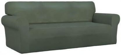 PureFit Stretch Couch Covers for Sofa Large Sofa Slipcovers Grayish Green | 1-Piece Sofa Cover Washable Soft Couch Protector, Couch Slipcover with Non Skid Foam and Elastic Bottom for Kids, Dogs