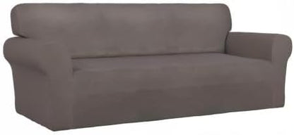 PureFit Stretch Couch Covers for Sofa Large Sofa Slipcovers Taupe | 1-Piece Sofa Cover Washable Soft Couch Protector, Couch Slipcover with Non Skid Foam and Elastic Bottom for Kids, Dogs