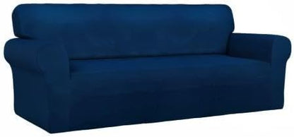 PureFit Stretch Couch Covers for Sofa Large Sofa Slipcovers Navy | 1-Piece Spandex Couch cover Soft Couch protector, Sofa cover Washable with Non Skid Foam and Elastic Bottom for Kids, Dogs