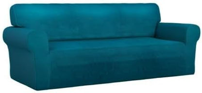PureFit Stretch Oversized Couch Covers Sofa Slipcovers Peacock Blue | 1-Piece Sofa Cover Washable Soft Couch Protector, Couch Slipcover with Non Skid Foam and Elastic Bottom for Kids, Dogs