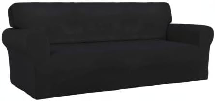 PureFit Stretch Couch Covers for Sofa Large Sofa Slipcovers Black | 1-Piece Sofa Cover Washable Soft Couch Protector, Couch Slipcover with Non Skid Foam and Elastic Bottom for Kids, Dogs
