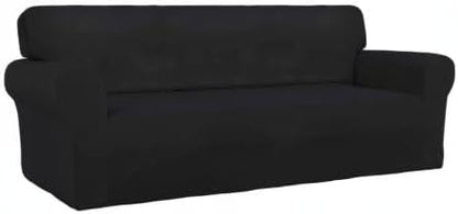 PureFit Stretch Couch Covers for Sofa Large Sofa Slipcovers Black | 1-Piece Sofa Cover Washable Soft Couch Protector, Couch Slipcover with Non Skid Foam and Elastic Bottom for Kids, Dogs