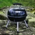 Portable Charcol Grill, Compact BBQ Grill with Lid, Durable Steel Outdoor Cooker for Camping, Picnic, Backyard & Travel, Easy to Assemble, Black