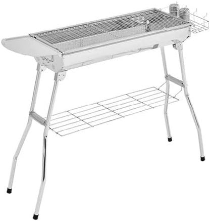 Portable Charcoal Grill - Stainless Steel BBQ Grill for Outdoor Camping Tailgating Picnics & Beach Parties - Compact Lightweight & Easy to Clean Portable BBQ Grill