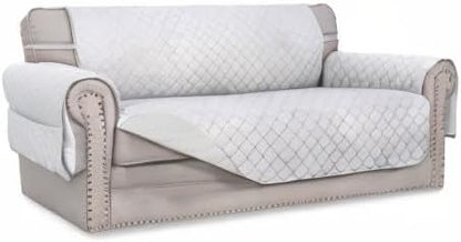 Easy-Going Reversible Couch Cover, 2 Cushion Sofa, White/White | Oversized Loveseat Slipcover For Dogs, Water Resistant Mat, Living Room, Non-Slip Sofa Cover, Pet Friendly