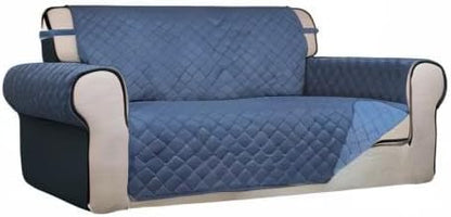 PureFit Reversible Quilted Couch Covers for Dogs Loveseat Sofa Cover 54" | Dark Blue/Light Blue, Water Resistant Couch Protector, Washable Pet Couch Cover with Non Slip and Elastic Straps For Kids