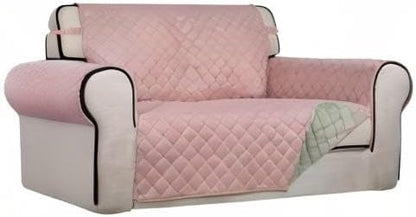 PureFit Reversible Quilted Couch Covers for Dogs Loveseat Sofa Cover 46.5” | Pink/Beige, Water Resistant Couch Protector, Washable Pet Couch Cover with Non Slip and Elastic Straps For Kids
